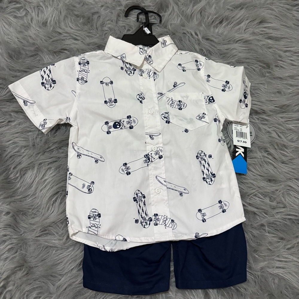 Tony Hawk Skateboard Print Kids Button Down Shirt set